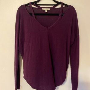 Express One Eleven Small Wine Color long sleeve